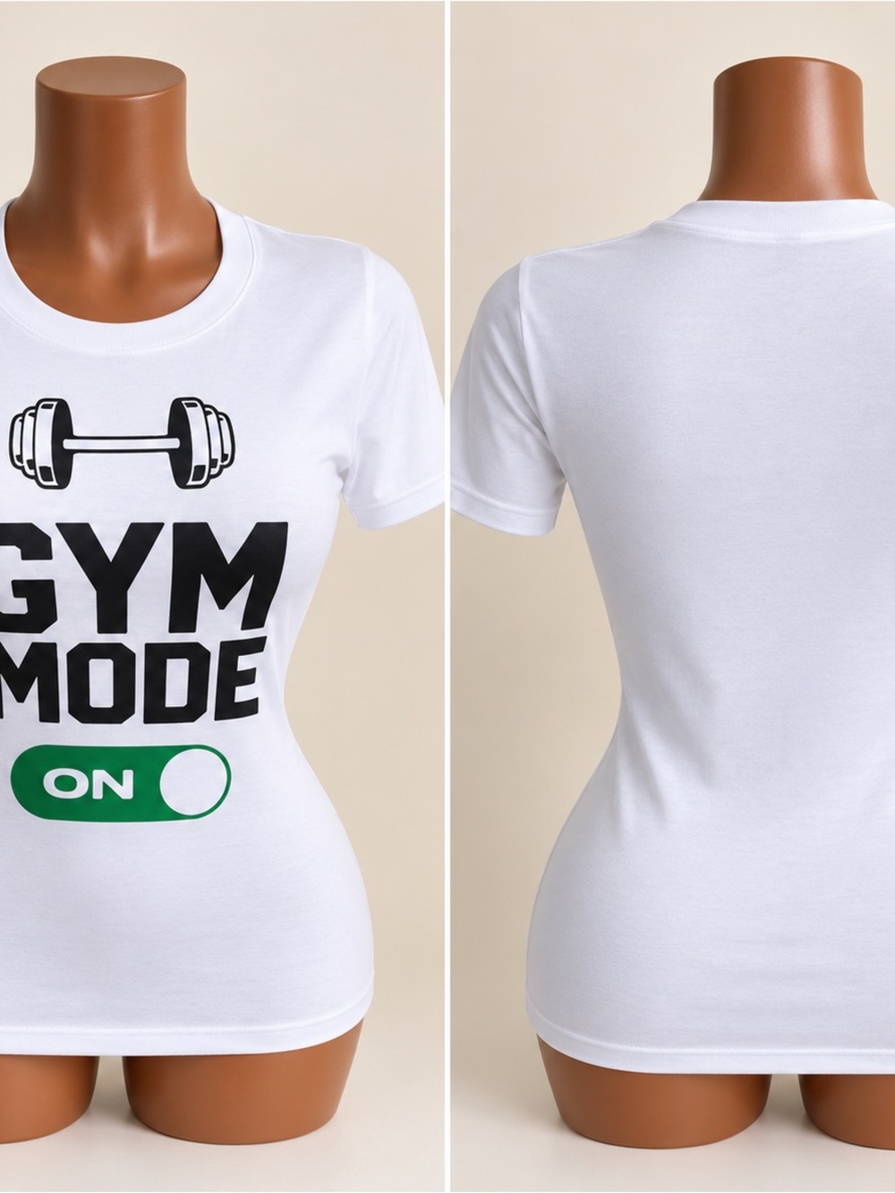 Women's White 'Gym Mode On' Graphic Short Sleeve Tee
